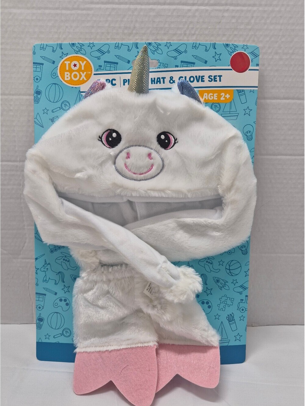Toy Box 3 Piece Plush Unicorn Hat and Glove Set for Kids Age 2+C8